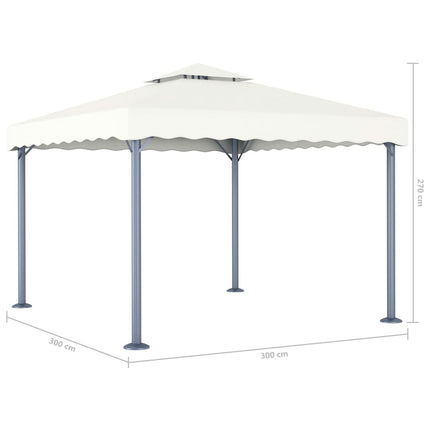 Paviljong med ljusslinga LED 300x300 cm gräddvit aluminium