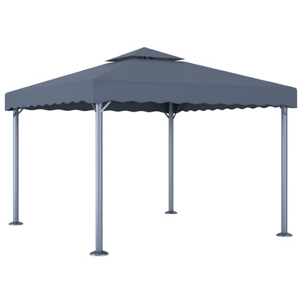 Paviljong med ljusslinga LED 300x300 cm antracit aluminium