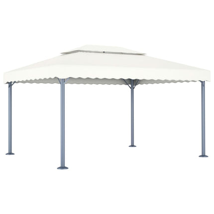 Paviljong med ljusslinga LED 400x300 cm gräddvit aluminium