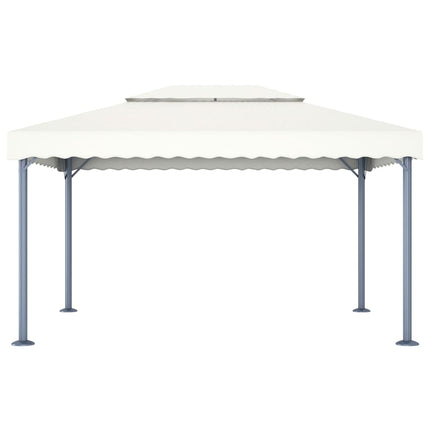 Paviljong med ljusslinga LED 400x300 cm gräddvit aluminium