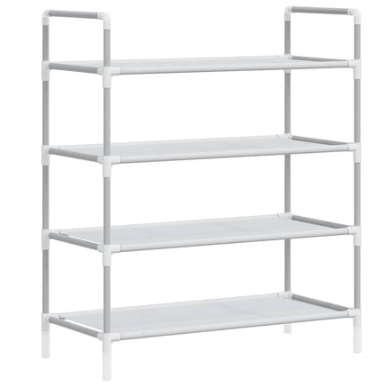 Skohylla med 4 hyllor metall och non-woven tyg silver