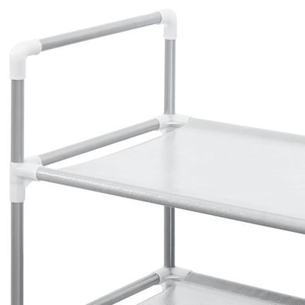 Skohylla med 4 hyllor metall och non-woven tyg silver