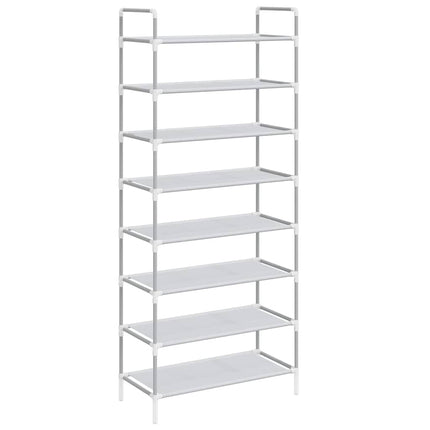 Skohylla med 8 hyllor metall och non-woven tyg silver