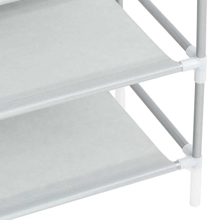 Skohylla med 8 hyllor metall och non-woven tyg silver