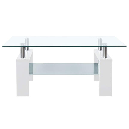 Soffbord vit och transparent 95x55x40 cm härdat glas