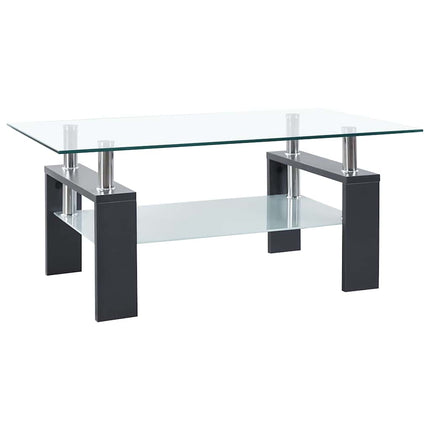 Soffbord grå och transparent 95x55x40 cm härdat glas