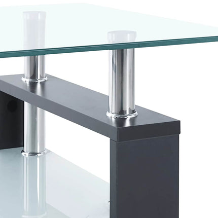 Soffbord grå och transparent 95x55x40 cm härdat glas