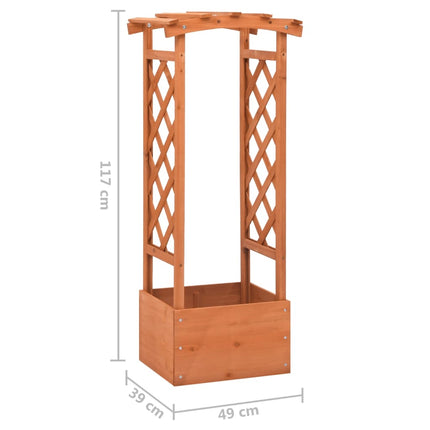 Odlingslåda med spaljébåge 49x39x117 cm granträ