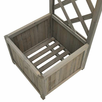 Pergola med odlingslåda grå massivt granträ