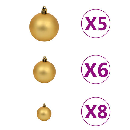 Julgranskulor med spira och 150 LED 60 delar guld och brons