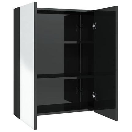 Spegelskåp för badrum svart glänsande 60x15x75 cm MDF