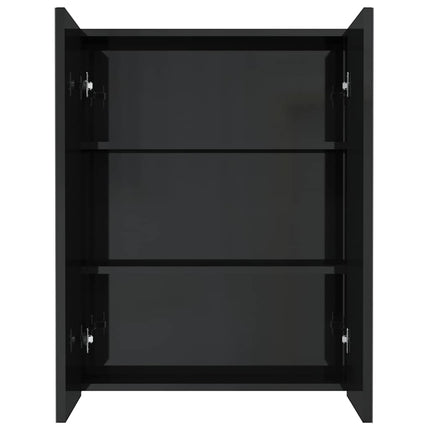 Spegelskåp för badrum svart glänsande 60x15x75 cm MDF