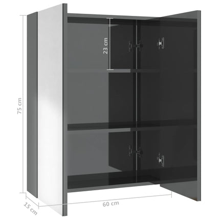 Spegelskåp för badrum grå 60x15x75 cm MDF