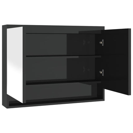 Spegelskåp för badrum svart glänsande 80x15x60 cm MDF