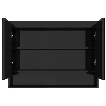 Spegelskåp för badrum svart glänsande 80x15x60 cm MDF