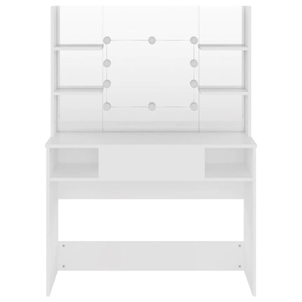 Sminkbord med LED-belysning 100x40x135 cm MDF vit