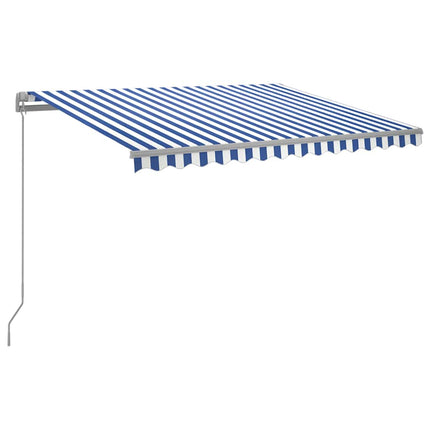 Markis manuellt infällbar med LED 300x250 cm blå och vit