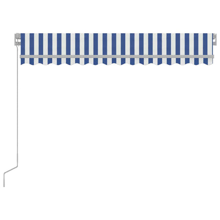 Markis manuellt infällbar med LED 300x250 cm blå och vit