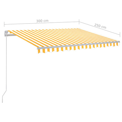 Markis manuellt infällbar med LED 300x250 cm gul och vit