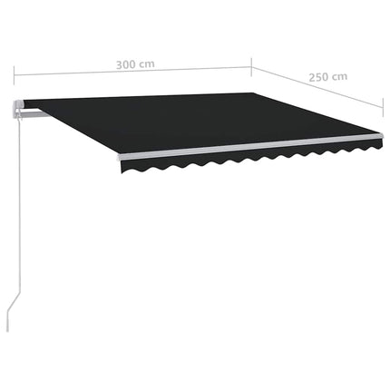 Markis manuellt infällbar med LED 300x250 cm antracit