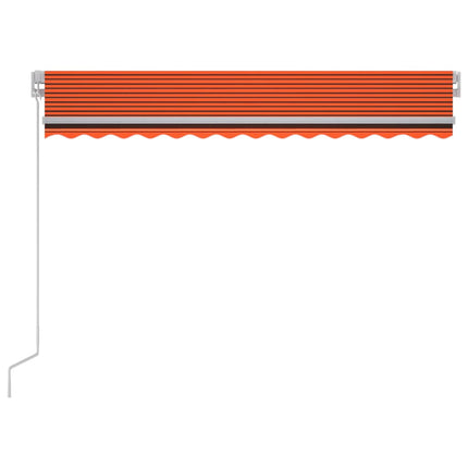 Markis manuellt infällbar med LED 300x250 cm orange och brun