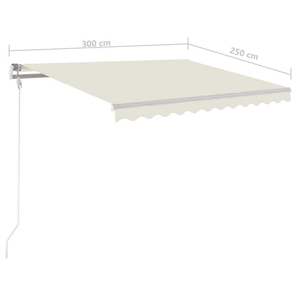 Automatisk markis med vindsensor & LED 300x250 cm gräddvit