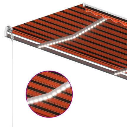 Automatisk markis med vindsensor & LED 300x250 cm orange/brun