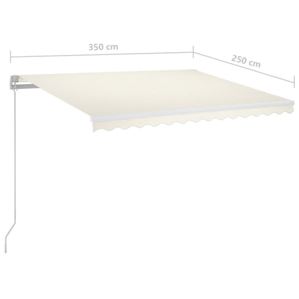 Markis manuellt infällbar med LED 350x250 cm gräddvit