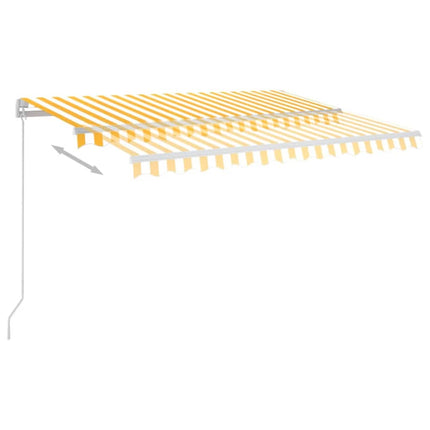 Markis manuellt infällbar med LED 350x250 cm gul och vit