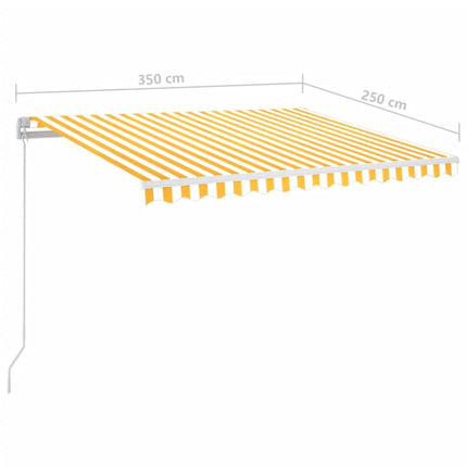 Markis manuellt infällbar med LED 350x250 cm gul och vit