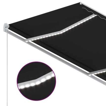 Markis manuellt infällbar med LED 350x250 cm antracit