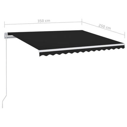 Markis manuellt infällbar med LED 350x250 cm antracit