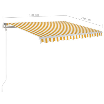 Automatisk markis med vindsensor & LED 350x250 cm gul/vit