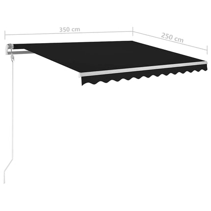 Automatisk markis med vindsensor & LED 350x250 cm antracit
