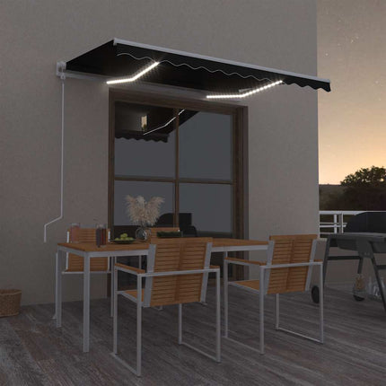 Automatisk markis med vindsensor & LED 350x250 cm antracit