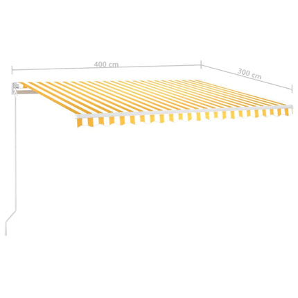 Markis manuellt infällbar med LED 400x300 cm gul och vit