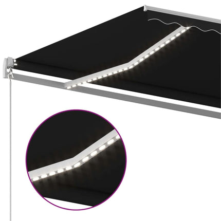 Markis manuellt infällbar med LED 400x300 cm antracit