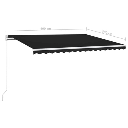Markis manuellt infällbar med LED 400x300 cm antracit