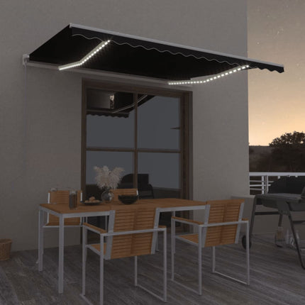 Markis manuellt infällbar med LED 400x300 cm antracit