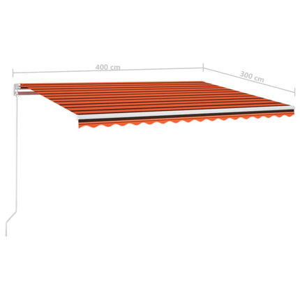 Markis manuellt infällbar med LED 400x300 cm orange och brun
