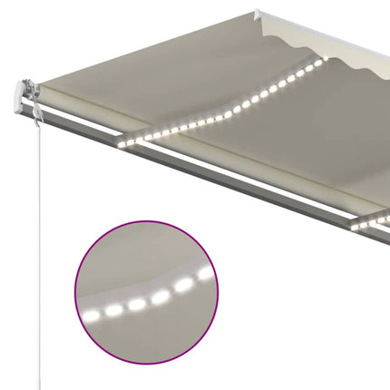 Automatisk markis med vindsensor & LED 400x300 cm gräddvit