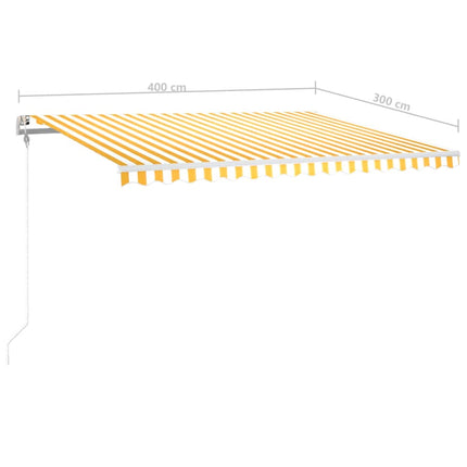 Automatisk markis med vindsensor & LED 400x300 cm gul/vit