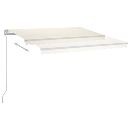 Markis manuellt infällbar med LED 450x300 cm gräddvit