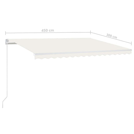 Markis manuellt infällbar med LED 450x300 cm gräddvit