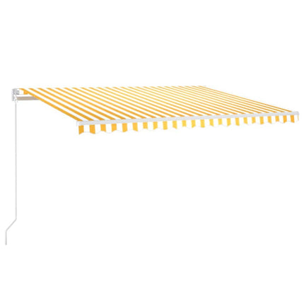 Markis manuellt infällbar med LED 450x300 cm gul och vit