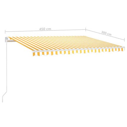 Markis manuellt infällbar med LED 450x300 cm gul och vit