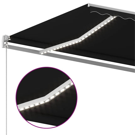 Markis manuellt infällbar med LED 450x300 cm antracit