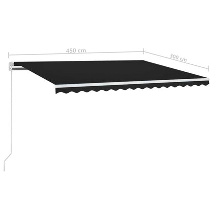 Markis manuellt infällbar med LED 450x300 cm antracit