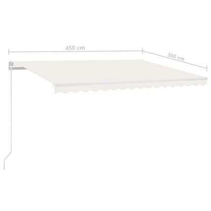 Automatisk markis med vindsensor & LED 450x300 cm gräddvit
