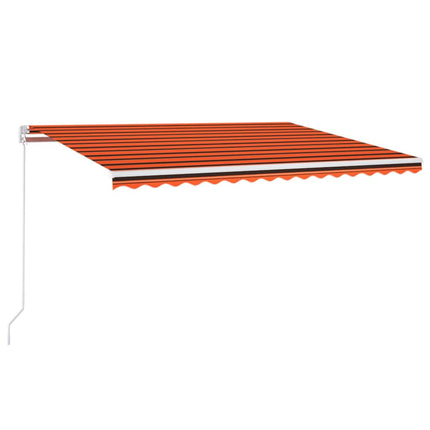 Automatisk markis med vindsensor & LED 450x300 cm orange/brun